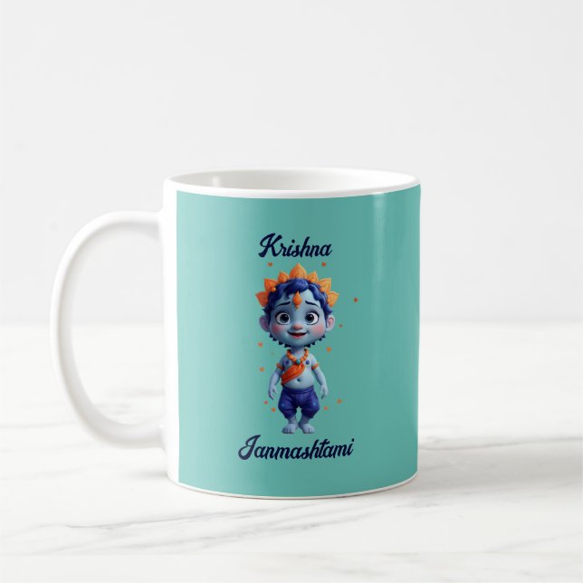 Krishna Janmashtami blue mug (Left)