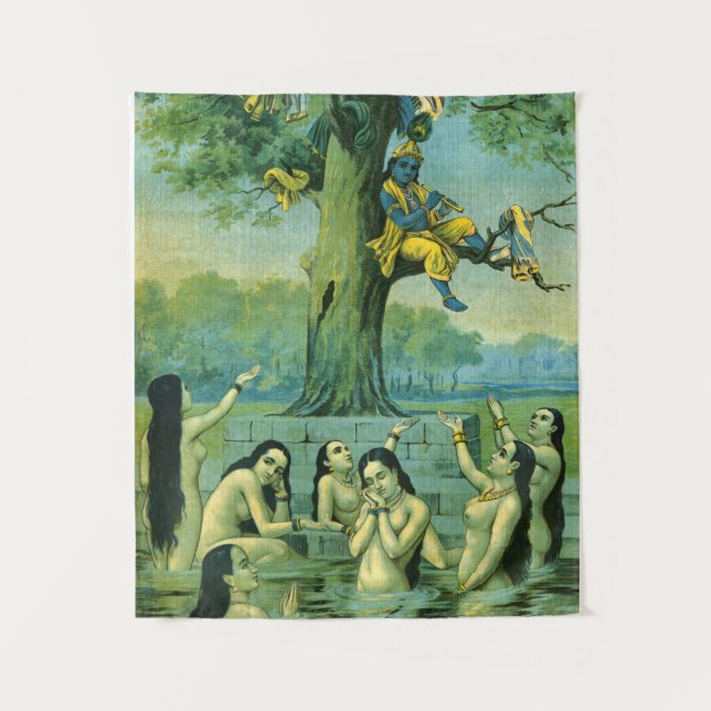 Krishna Leela by Raja Ravi Varma Tapestry (Front)
