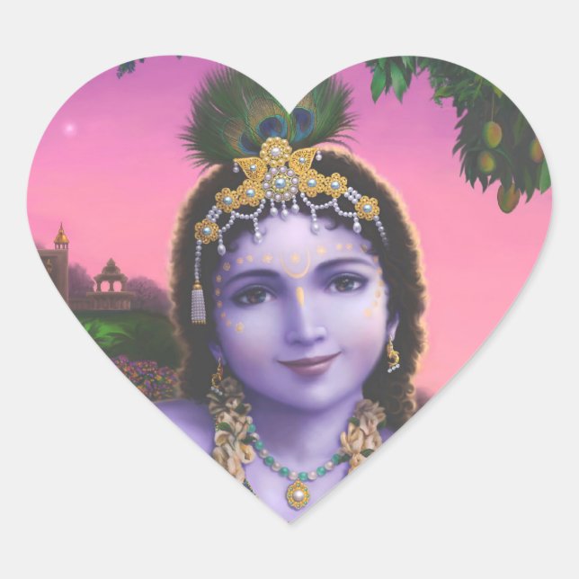 Krishna Love heart Stickers (Front)