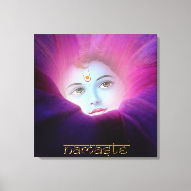 Krishna Morning Glory Namaste Stretched Canvas Pri Print (Front)