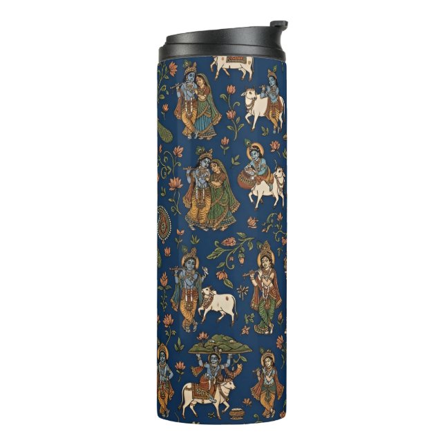 Krishna Pattern Thermal Tumbler (Rotated Left)