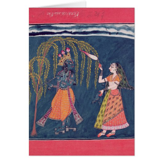 Krishna playing a flute, from the 'Vahula Cards (Front)