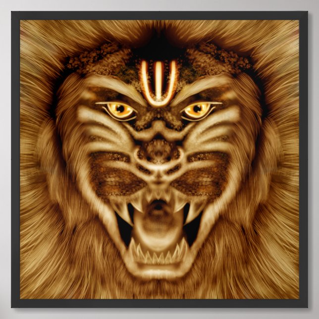 Krishna poster Lord Narasimha Krishna art Poster (Framed Front)