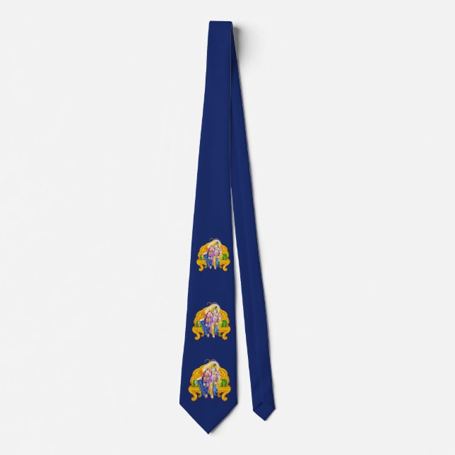 Krishna Radha Vigneshwara Psychedelic Hinduism Neck Tie (Front)
