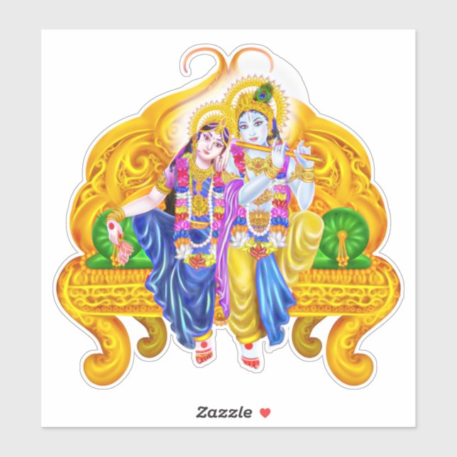 Krishna Radha Vigneshwara Psychedelic Hinduism Sticker (Sheet)