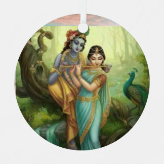 Krishna Radhey Metal Ornament