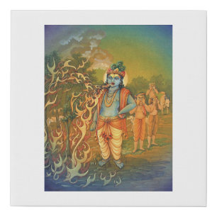 Krishna - the eighth incarnation God Vishnu Faux Canvas Print