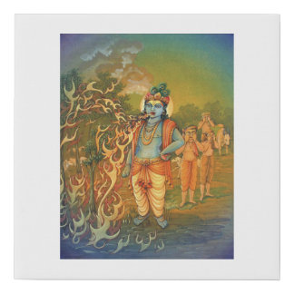 Krishna - the eighth incarnation God Vishnu Faux Canvas Print