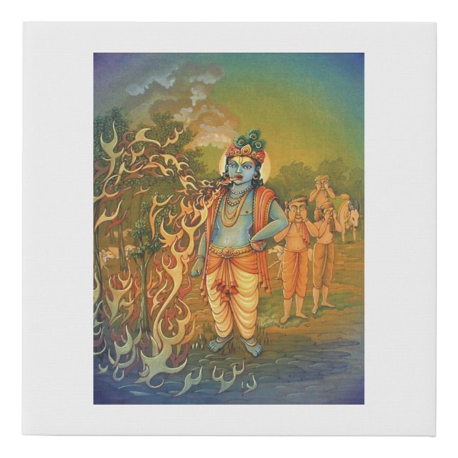 Krishna - the eighth incarnation God Vishnu Faux Canvas Print (Front)