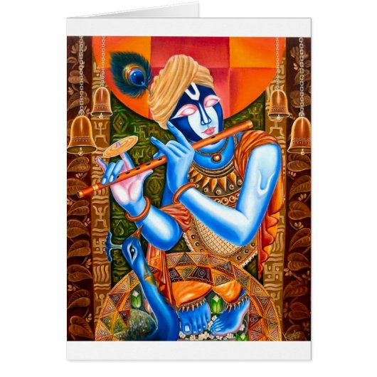 KRISHNA THE FLUTE PLAYER INDIAN ABSTRACT CARDS (Front)