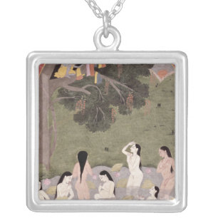 Krishna with the Cow Girls' clothes, Silver Plated Necklace