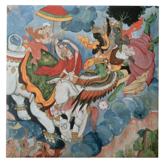 Krishna's combat with Indra, c.1590 Tile (Front)