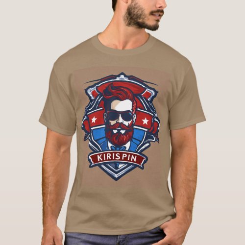 Krispin _ Barber Shop Themed Logo and Headline  T_Shirt