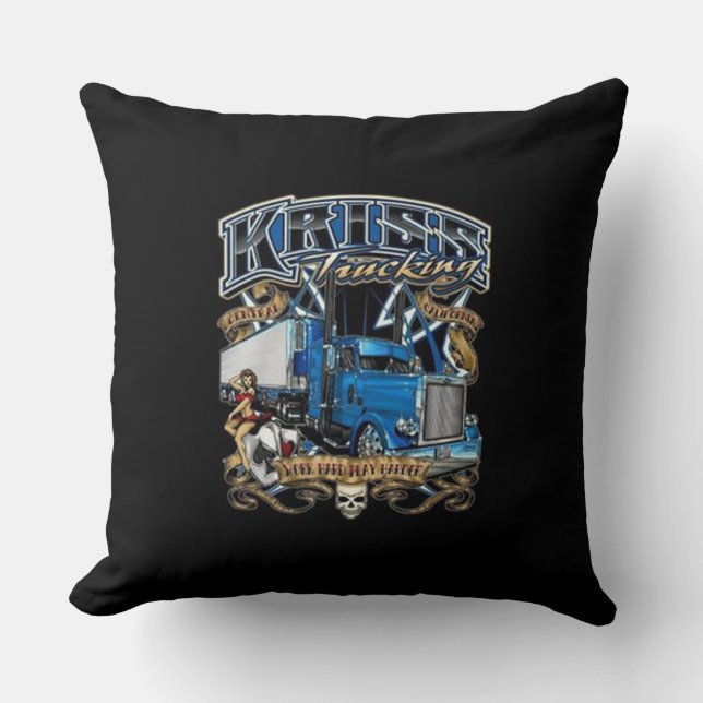 kriss trucking throw pillow (Front)