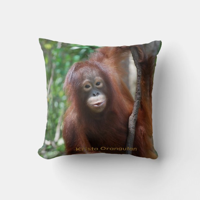 Krista Orangutan Throw Pillow (Front)