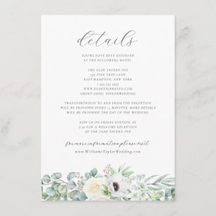 Kristen Boho Floral Greenery Wedding Details Enclosure Card