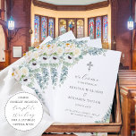 Kristen Catholic Wedding Mass Ceremony Program<br><div class="desc">I have designed this folded, Catholic wedding ceremony program with the wording for a full mass. It features an elegant, neutral color palette of white and green. The front cover includes beautiful bouquets of white, watercolor flowers and greenery accented by a simple, Christian cross. Your ceremony details are written in...</div>