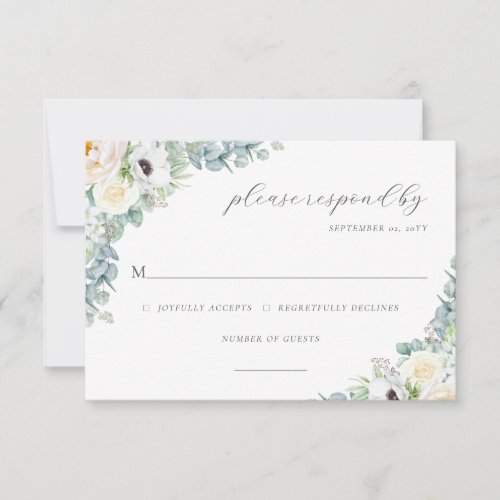 Kristen Elegant Boho Greenery Simple Wedding RSVP Card