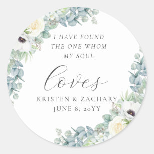 Wedding invitation classic round sticker, Zazzle