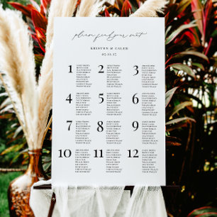 KRISTEN Minimalist 12 Table Seating Plan Foam Board