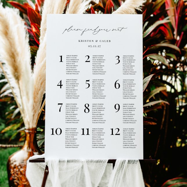 KRISTEN Minimalist 12 Table Seating Plan Foam Board (Creator Uploaded)