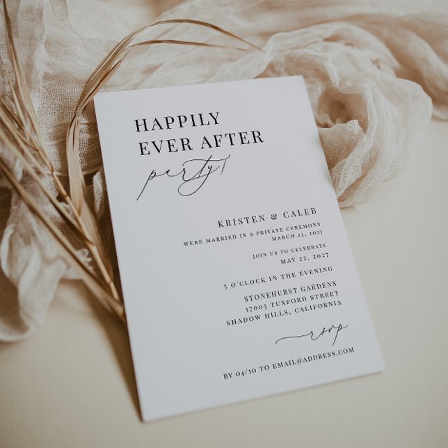 KRISTEN Minimalist Happily Ever After Party Invitation (Creator Uploaded)