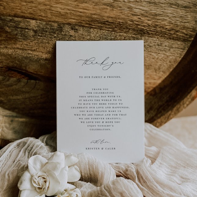 KRISTEN Minimalist Wedding Reception Thank You Card (Creator Uploaded)