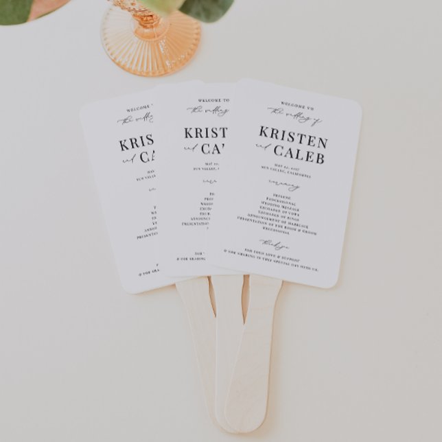KRISTEN Modern Minimalist Wedding Program Hand Fan (Creator Uploaded)