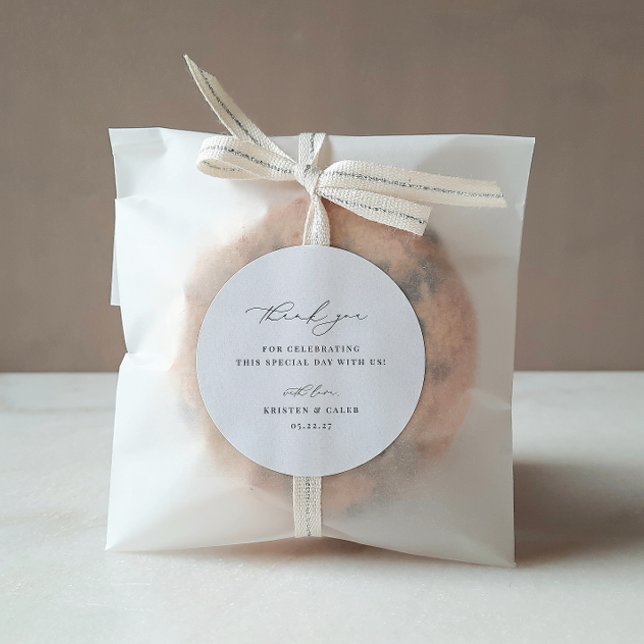 KRISTEN Modern Minimalist Wedding Thank You Classic Round Sticker (Creator Uploaded)