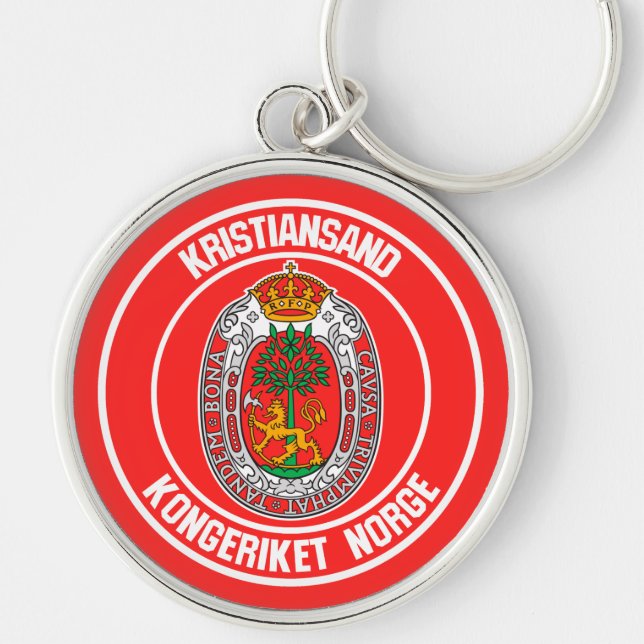 Kristiansand Round Emblem Keychain (Front)