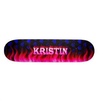 Kristin skateboard pink fire and flames design. deck