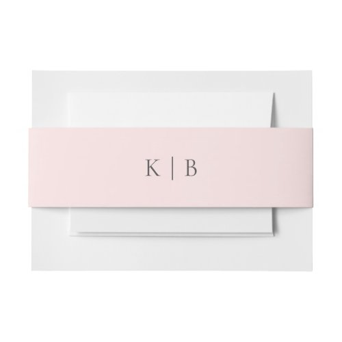 Kristina Elegant Simple Monogram Pastel Pink Invitation Belly Band