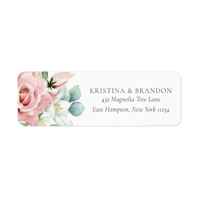 Kristina Pastel Pink Floral Boho Chic Label (Front)