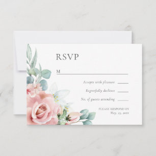 Kristina Pastel Pink Floral Boho Chic RSVP Card