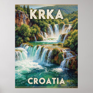 Krka Croatia Emerald Waterfall Landscape Poster