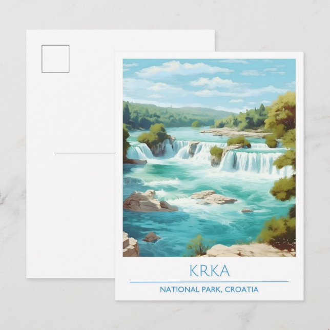 Krka National Park Croatia Art Vintage Travel  Postcard (Front/Back)