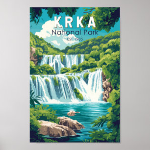 Krka National Park Croatia Travel Art Vintage Poster