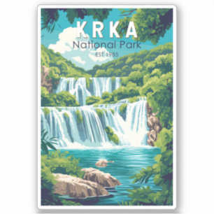 Krka National Park Croatia Travel Art Vintage Sticker