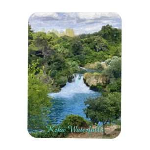 Krka Waterfalls in Croatia remote panorama view Magnet