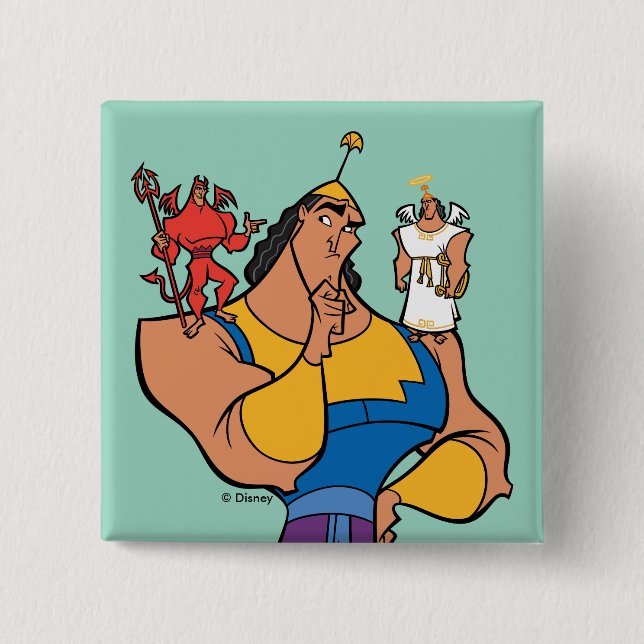 Kronk With Angel and Devil on Shoulders Button (Front)