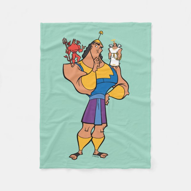 Kronk With Angel and Devil on Shoulders Fleece Blanket (Front)