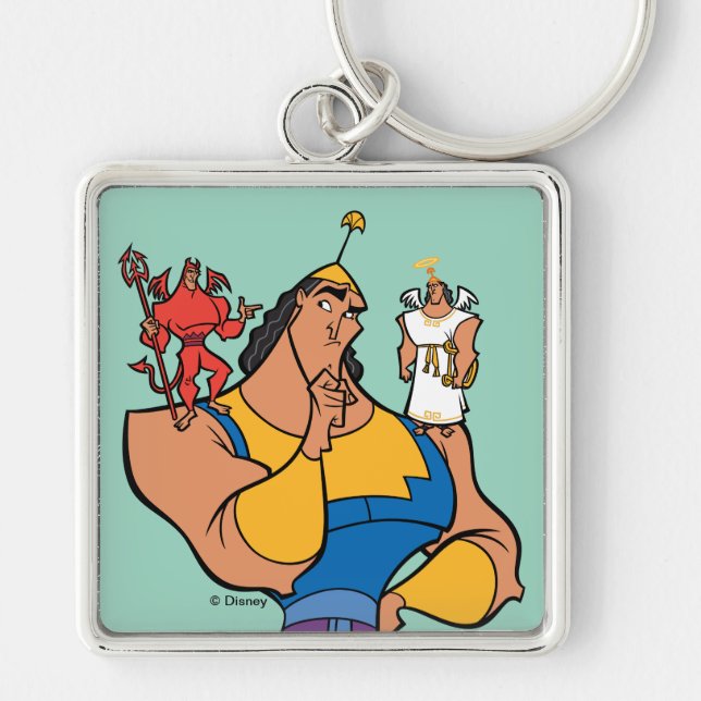 Kronk With Angel and Devil on Shoulders Keychain (Front)