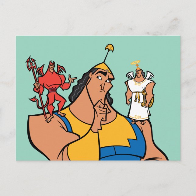 Kronk With Angel and Devil on Shoulders Postcard (Front)