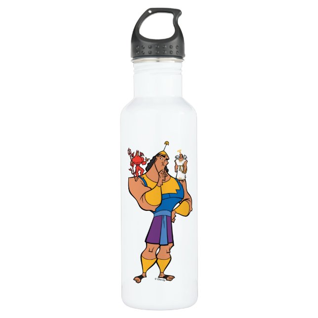 Kronk With Angel and Devil on Shoulders Stainless Steel Water Bottle (Front)