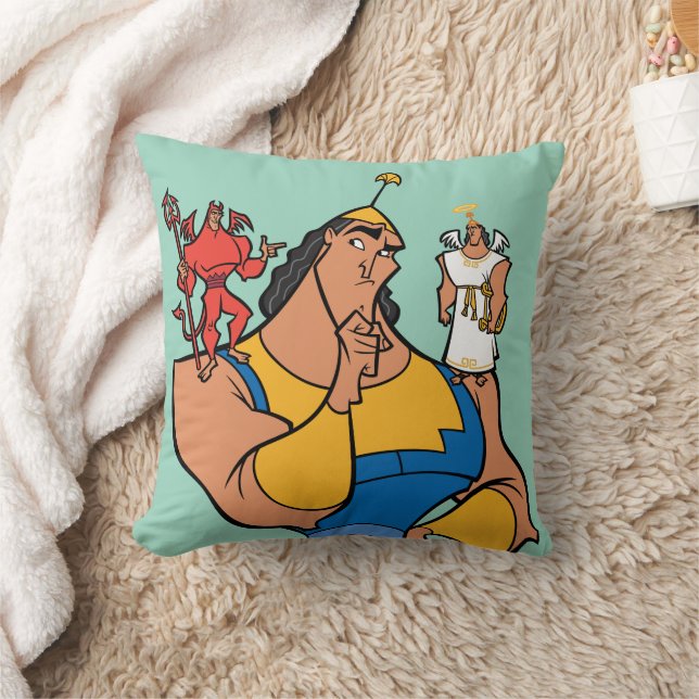 Kronk With Angel and Devil on Shoulders Throw Pillow (Blanket)