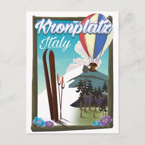 Kronplatz Italy ski travel poster Postcard