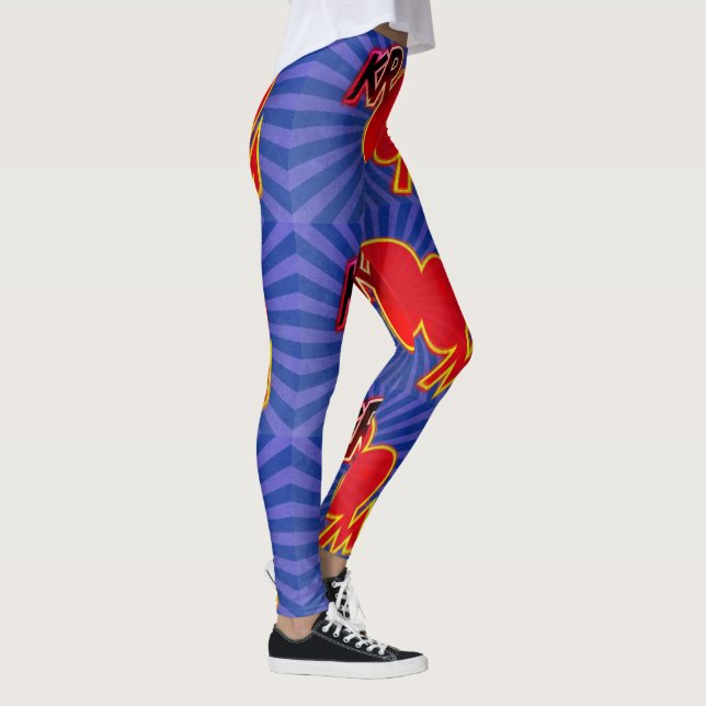 Kroom Red & Black Action Bubble Distressed Detail Leggings (Right)