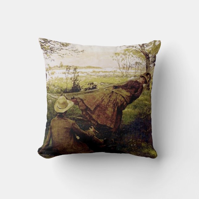 Krouthen’s Siesta in a Hammock Throw Pillow (Front)