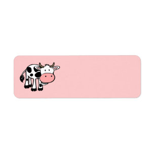 KROWA CUTE BABY COW FARM ANIMALS CARTOON HAPPY LIG LABEL