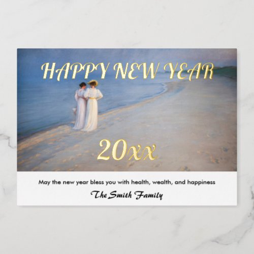 Kroyer _ Happy New Year and Skagen Beach Foil Holiday Card